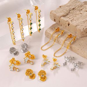 Fashion Drop <b>Earrings</b> Zinc Alloy Stainless Steel <b>Chain</b> Tassel Zircon Pendant Party Jewelry Irregular Design EH1332 6 - Product Image 1