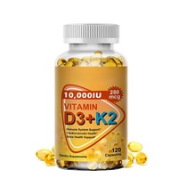 Capsules de vitamine D3 K2 en gélules molles 10000 UI 250 µg Complément alimentaire 120 unités Marque privée OEM ODM