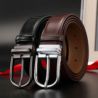 Ceinture en cuir de vachette réversible pour homme, boucle à ardillon, noir et marron, style business décontracté, OEM