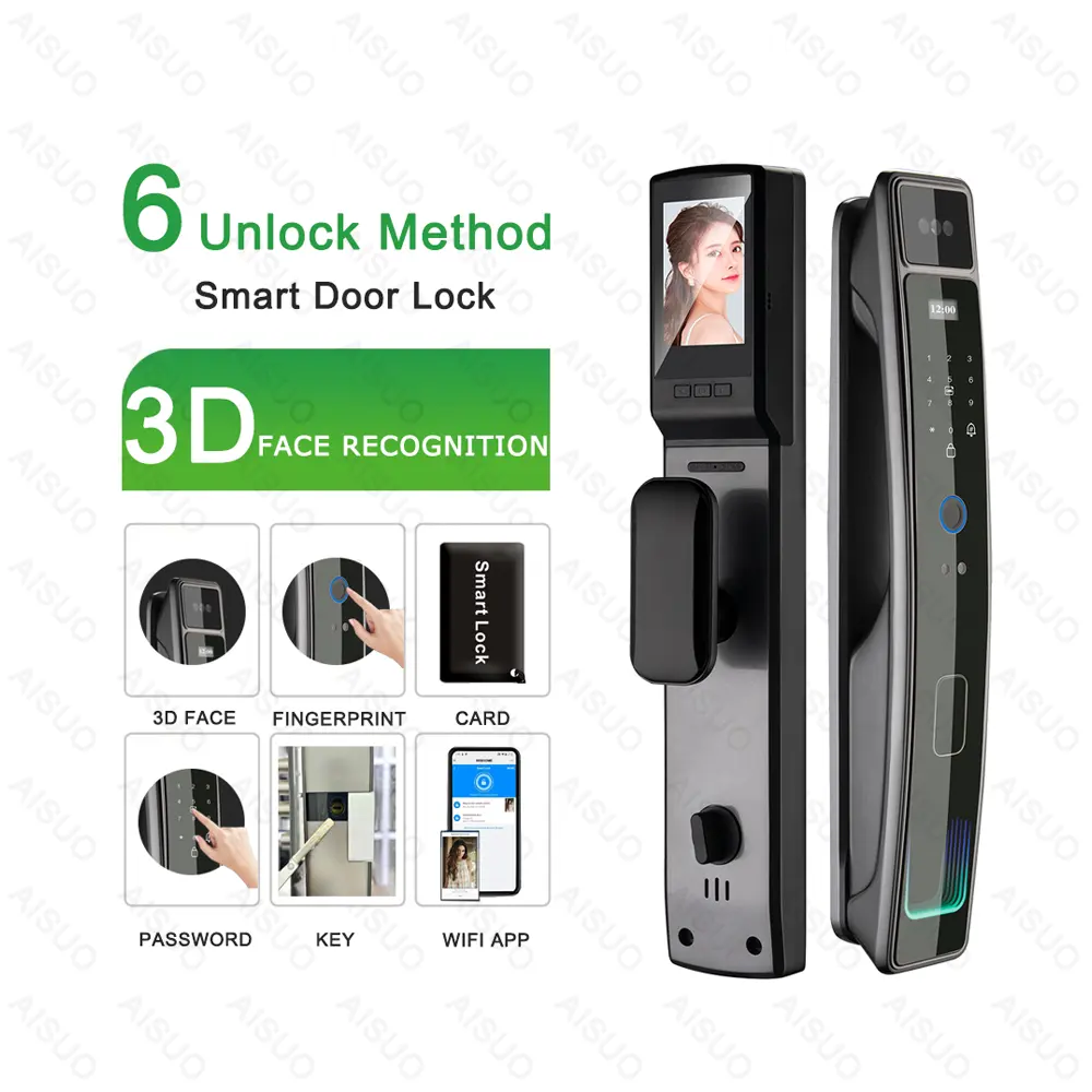 Real Time Video Intercom TUYA WIFI Biometrict Face Recognition Door Lock Smart With Camera Digital Keyless Smart Lock