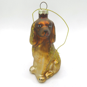Wholesale Hanging Christmas Mini Glass Figurines Chocolate Labrador Dog Collection Glass Blown Ornaments