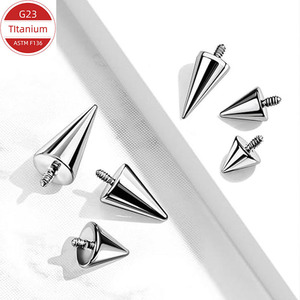 Piercings de titanio con forma de cono de 3mm, 4mm, 5mm, 3x6mm, 4x8mm, 5x10mm con rosca externa para oreja, labio, lengua y ceja. - Product Image 2