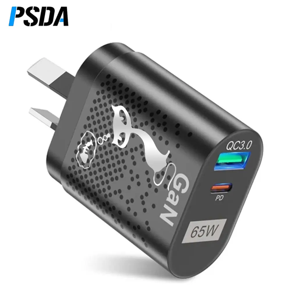 Cargador Gan de 65W para Australia, Nueva Zelanda, enchufe AU, cargador rápido PD de 33W, adaptador USB QC 3,0 para iPhone 15 14 13 Pro Max Samsung S23