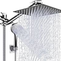 Système de Robinet de Douche de Salle de Bain Luxe Noir en Acier Inoxydable 2-en-1 Pluie et Mural pour Baignoire, Idéal Hôtels