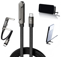 360 ° Support de chargeur invisible réglable avec câble de charge rapide 65W, 240W, câble de charge 2 en 1 avec support pour bureau