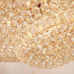 Nouveau design de lustres en cristal suspendus pour hall d'hôtel en aluminium à gradation et lampe longue en or - Product Image 6