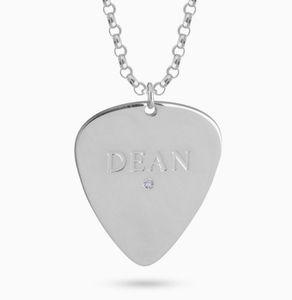 مجوهرات ملهمة الحد الأدنى مطلية بالذهب عيار 18 من الفولاذ المقاوم للصدأ عالي المصقول من الزركون العصري للغيتار قلادة قلادة - Product Image 1