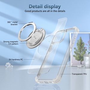Étui de téléphone transparent et rotatif avec support magnétique, protection contre les chutes, antichoc pour iPhone 14 15 Pro Max 13 14 15 Plus - Product Image 3