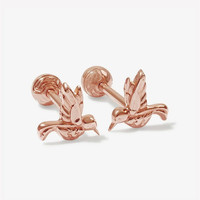 Minuscules boucles d'oreilles mignonnes en argent sterling 925 plaqué or véritable 18 carats en gros