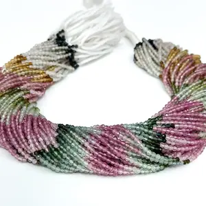 8mm Tourmaline facettes Rondelle perles de verre en vrac perles de cristal rondes plates pour la fabrication de bracelets de bijoux pour femmes et filles - Product Image 2