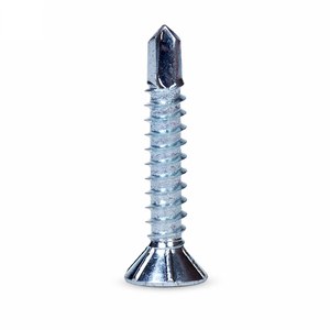 Tornillo autoperforante Tek de cabeza avellanada acanalada personalizado, chapado en zinc azul y blanco, Phillips con marca CE para conductos HVAC, servicio OEM - Product Image 1