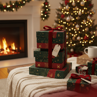 Maßgefertigte Tragbare Weihnachtsgeschenkbox, Faltbare Papierboxen für Süßigkeiten, Partyfavors und Schokoladenverpackung mit Prägung