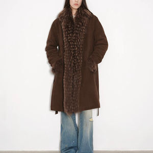 Abrigos de cuero para mujer con relleno de plumón de ganso blanco de alta calidad, tela de piel de oveja de gamuza, abrigos de cuero informales para Otoño e Invierno para mujer - Product Image 5