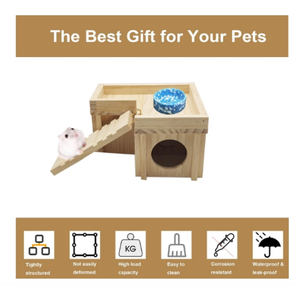 الهامستر الخشبي المخبأ الهامستر مع سلم يخفي منصة ديكور قفص حيوانات صغير قابل للفصل - Product Image 5