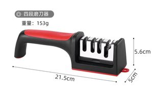 Pengasah pisau, Multi fungsi 4 tahap tipe alat pengasah cepat dengan alas anti selip aksesoris pisau dapur - Product Image 4