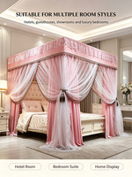 Moustiquaire de lit romantique pliable à 3 portes, grande taille, double couche, avec dentelle, occultante, pour usage domestique - Vente en gros