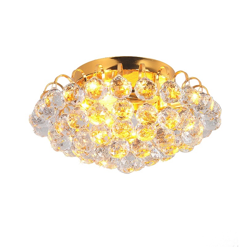 Modern LED Crystal Ceiling Lamp with Iron Base IP65 Indoor for Living Room Dining Room and Entrance Hall