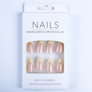 Lot de 24 <span class=keywords><strong>faux</strong></span> <span class=keywords><strong>ongles</strong></span> <span class=keywords><strong>courts</strong></span> en amande, faits main, couleur nude naturelle, avec gel adhésif, pour doigts – Nouveauté très prisée - Product Image 5