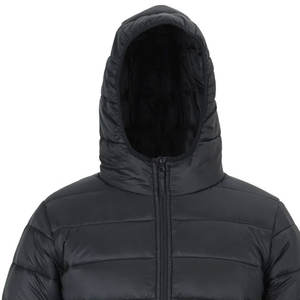 Veste matelassée légère avec logo personnalisé, vente en gros, veste chaude légère noire à capuche, veste d'hiver rembourrée en coton pour hommes - Product Image 5