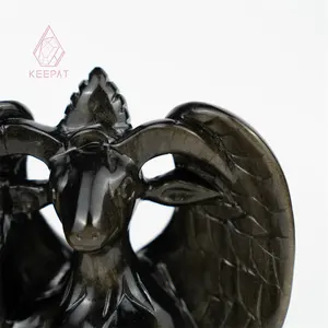 NEW Design Natural Carving Craft Golden Obsidian Sheep Ornament For Home Decoration