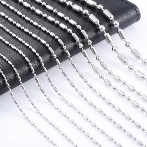 Cadena larga de eslabones con cuentas al por mayor, 5 piezas, collar de acero inoxidable, gargantilla punk color plata, accesorios de joyería DIY - Product Image 1
