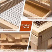 Cage à hamster en bois facile à assembler avec vue panoramique - Villa pour animaux de compagnie avec toit amovible