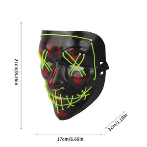 Topeng lampu LED warna baru Halloween, properti cahaya dingin, properti lelucon pesta Hari April serigala, topeng seram - Product Image 3