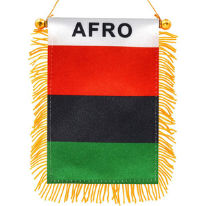 Venta Directa de Fábrica, Bandera Nacional Africana Rectangular de Poliéster Satinado, Pequeña, de Doble Cara, con Borlas y Ventosa para Coche - Product Image 4
