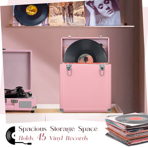 Boîte de rangement pour disques vinyles avec serrure, boîte de rangement pliable pour disques de 12 pouces avec couvercle, poignée et pochette en filet pour collection d'albums - Product Image 2