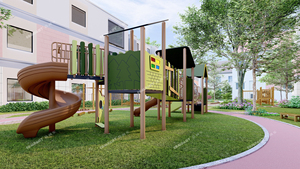 The Outdoor Playground of the Kindergarten Can Be Customized <strong>with</strong> Large Combination Wooden <strong>Slides</strong> for Non-powered Play - Product Image 4
