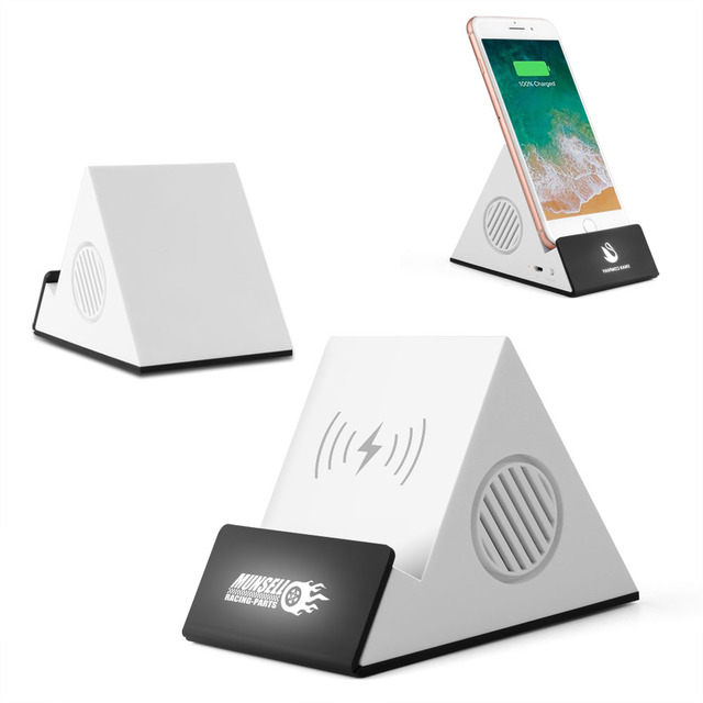Mini Portable Wireless Charging for Blue Tooth Speaker 3W Active Speaker RGB Triangle Shape Stand for Home Theatre Batter