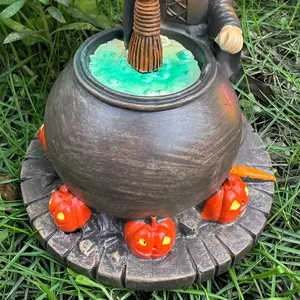 Estatua de bruja de Halloween de buena calidad, olla mágica, poción de elaboración de cerveza y adorno de bruja de resina de calabaza, decoración interior y exterior - Product Image 5