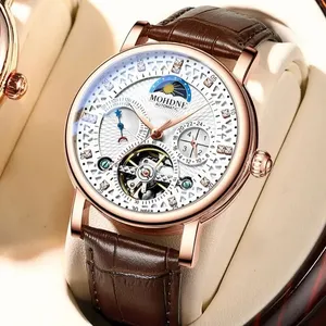 MOHDNE Watch Men Mechanical Automatic Hollow Tourbillon Watches Mens Luxury Waterproof Multifunctional Wristwatch relojes hombre