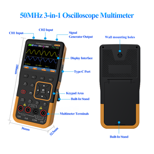 Oscilloscope numérique 3-en-1, multimètre, générateur de signaux, 50 MHz, portable, pour la réparation de circuits électroniques en intérieur - Product Image 2