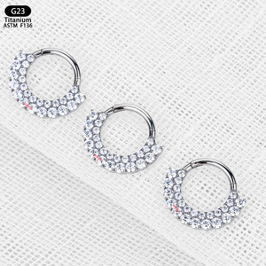 G23 <b>Titanium</b> Nose <b>Ring</b> 8mm With Zircon Channel Setting Everyday Wear Jewelry - Product Image 2