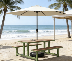 Offre Spéciale : Ensemble Table <span class=keywords><strong>de</strong></span> Pique-Nique Professionnelle avec Parasol – Mobilier d'Extérieur Tout-en-un pour Places Publiques et Jardins (Vente en Gros) - Product Image 6