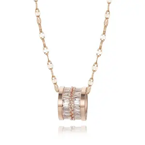 Trendy Vielseitige Lippen kette Halskette Edelstahl Rose Gold Plated Damen Schmuck Zirkon Schmetterling Halskette