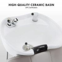 Fauteuil de lavage de cheveux pour salon avec bac en céramique réglable et inclinable, pour lavage en position allongée