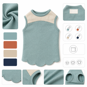 เสื้อกั๊กสุนัขผ้าฝ้ายสีพื้น ระบายอากาศได้ดี ใช้ได้ทุกฤดู สไตล์เรียบง่ายสำหรับสุนัข - Product Image 2