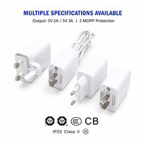 Adaptateur secteur AC/DC avec port USB-A/USB-C, niveau d'efficacité énergétique VI, 2 MOPP, 5V 250mA 300mA, 10W 15W, alimentation pour routeur WiFi CCTV
