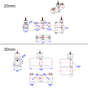 RJX 20/30mm Horizontal Folding Arm Parts for Agricultural Drones Aluminum Alloy Carbon Tube <b>Clamp</b> Adapter Connector Black Model - Product Image 6