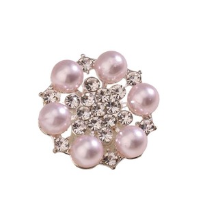 Broches en alliage de zinc avec perles florales, rondes, blanches, roses, dorées, ornées de strass, bijoux unisexes, cadeau, boucle - Product Image 5