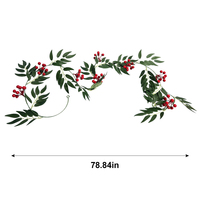 Guirlande de verdure artificielle avec baies rouges, vigne décorative pour couronne de Noël, décoration de maison pour les fêtes, vente en gros