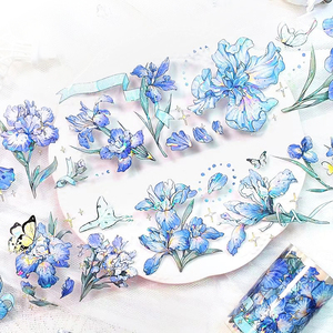 맞춤 인쇄 와시 PET 테이프 제조업체 빈티지 꽃 식물 소녀 스타일 무광택 광택 장식 3D 홀로그램 포일 와시 테이프 - Product Image 2