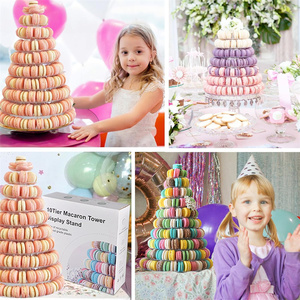 Pemegang plastik bulat 10 tingkat 230 buah tampilan makanan penutup pemegang Cupcake menara Macaron piring untuk dekorasi pesta ulang tahun pernikahan - Product Image 6