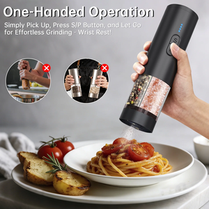 Y8 Tuz ve Karabiber Değirmeni 800mAh Şarj Edilebilir 2'si 1 Arada Çift Hazneli 200ML Karabiber Öğütücü Mutfak Gereçleri LED Işıklı - Product Image 2