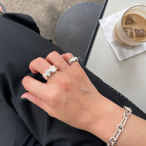 Nhẫn bạc Ý 925 hình dạng đá không đều, kiểu dáng mở, dành cho nữ, quà tặng trang sức dự tiệc - Product Image 2