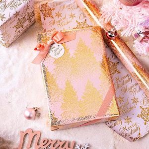 Christmas Wrapping <b>Paper</b> pink and gold wrapping <b>paper</b> Pink Christmas tree <b>pattern</b> wrapping <b>paper</b> Gold Foil Wrapping <b>Paper</b> - Product Image 2