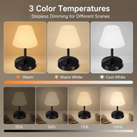 Lampe de table LED sans fil rechargeable noire flexible, étanche, tactile et à intensité variable pour extérieur, restaurant, bar, bureau - Vente en gros