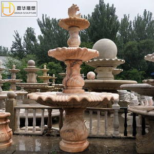 Fontaine en pierre sculptée Jiahua, style européen, élément aquatique extérieur, design durable en colonne - Product Image 1